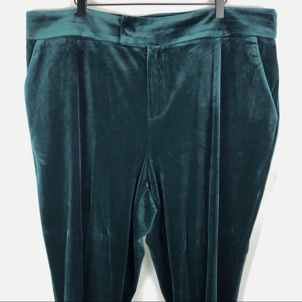 SOLD-Universal Standard Farrah Velvet Pants Green Flared - Picture 3 of 10